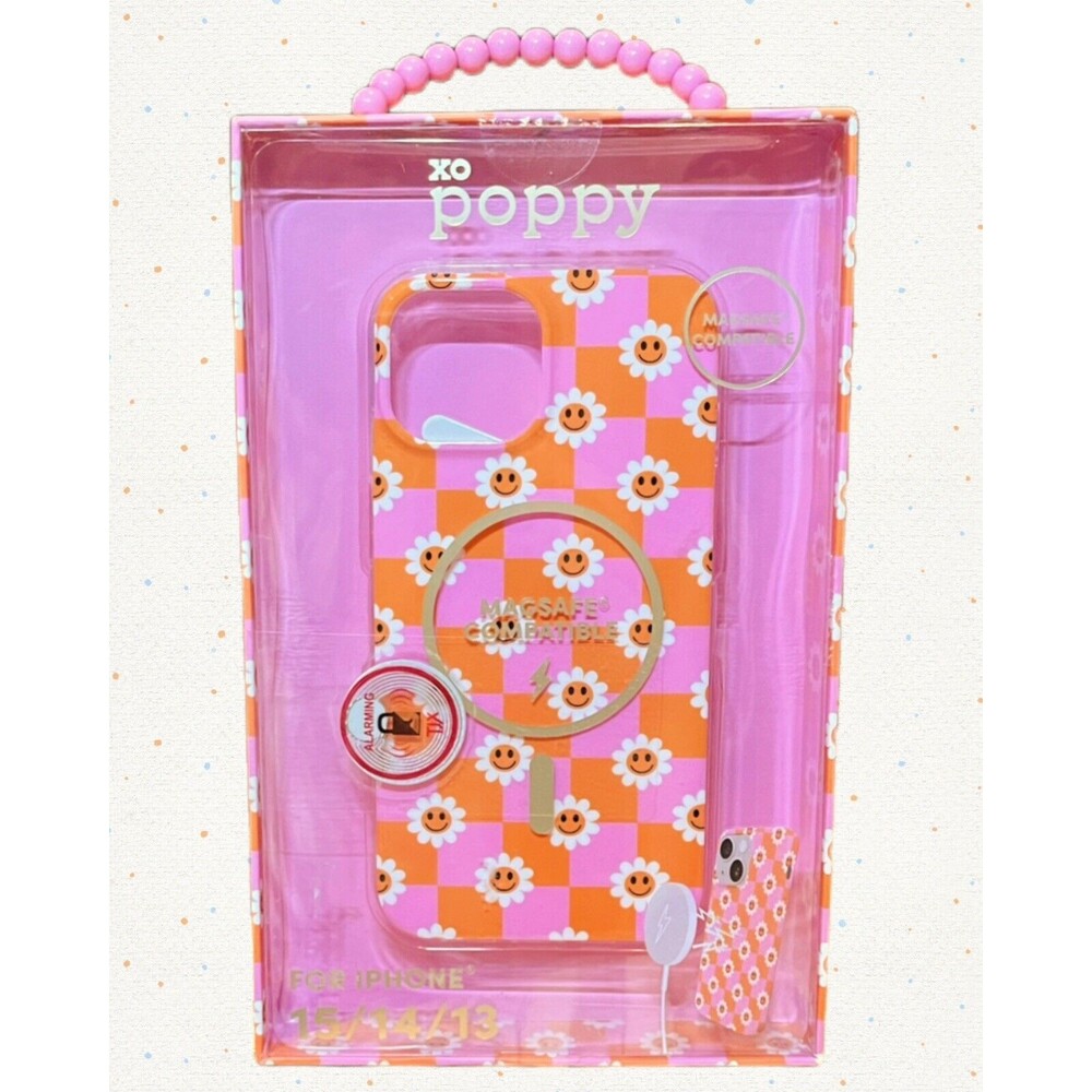 XO Poppy for IPHONE 15/14/13 Daisy Simely Face Emoji Phone Case MagSafe New